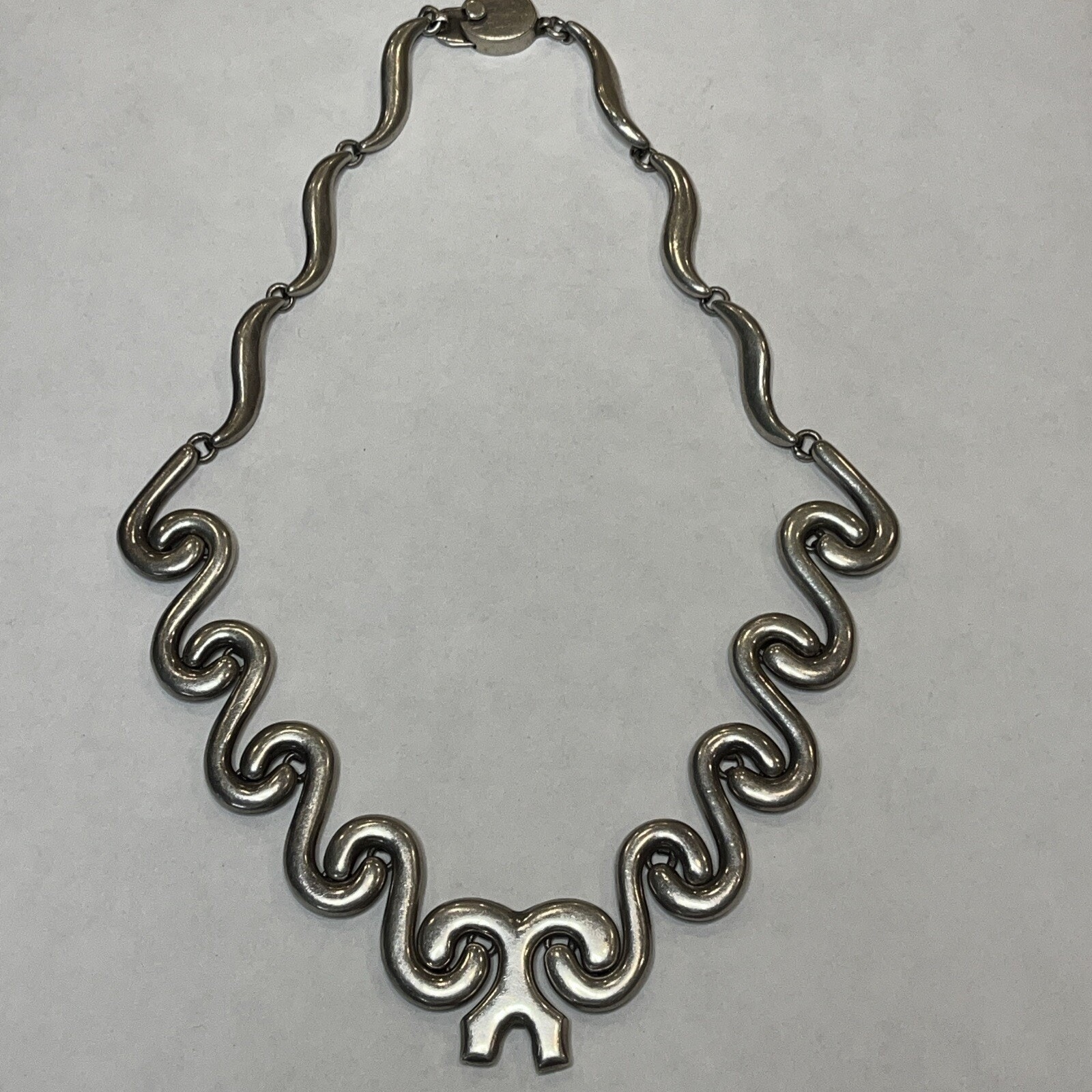 Vintage Td-27 950 Sterling Silver Taxco Mexico Statement Bib Collar Necklace